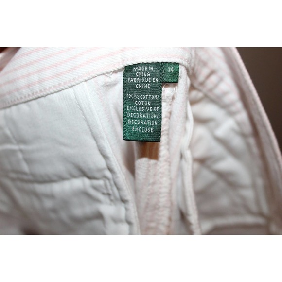 NWT Lauren Jeans Co Striped Wide Leg Trouser Denim Jean Pink Plus Size 14 H14626 - Picture 10 of 11